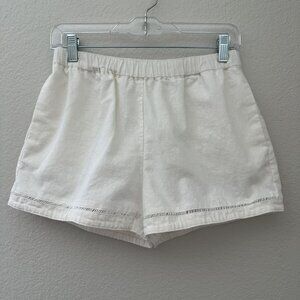 Very Truly Yours Linen Blend Shorts High Waisted Minimalist White Sz M